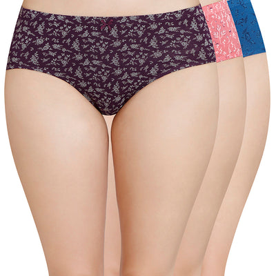 Inner Elastic Printed Mid Rise Hipster Panty (Pack of 3)