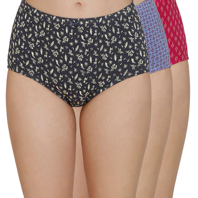 Inner Elastic Print High Rise Full Brief Panties (Pack of 3)