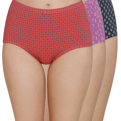Inner Elastic Print High Rise Full Brief Panties (Pack of 3)