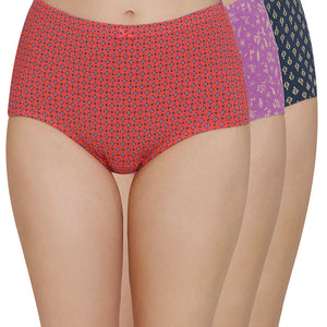 Inner Elastic Print High Rise Full Brief Panties (Pack of 3)