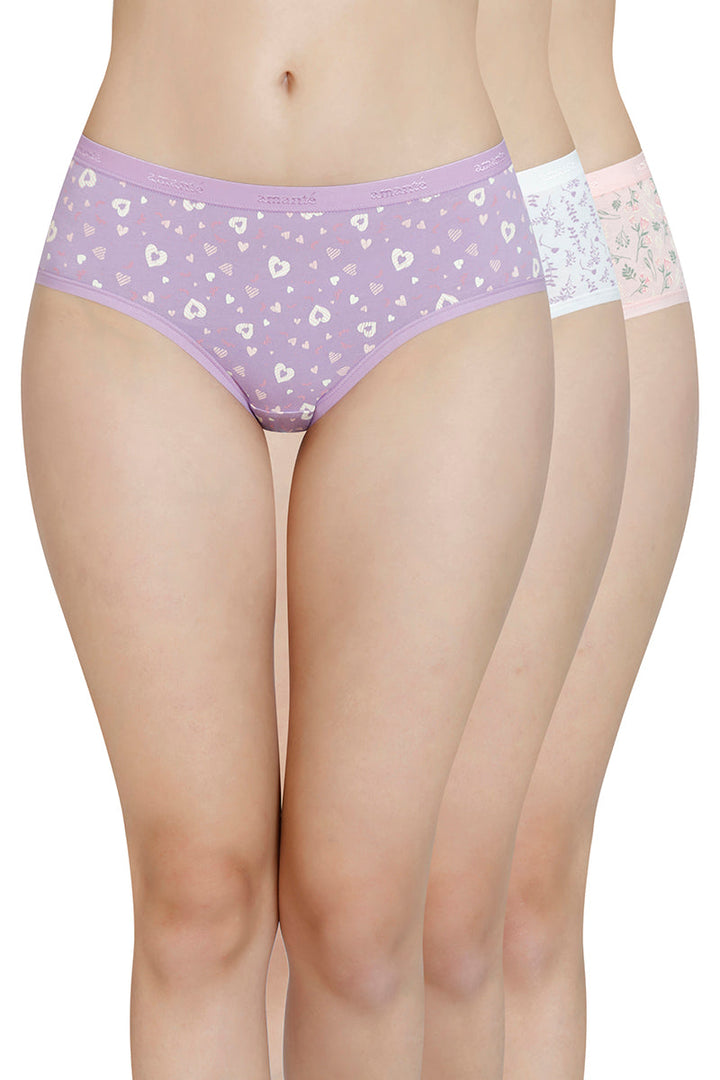 Printed Mid Rise Hipster Panty (Pack of 3)