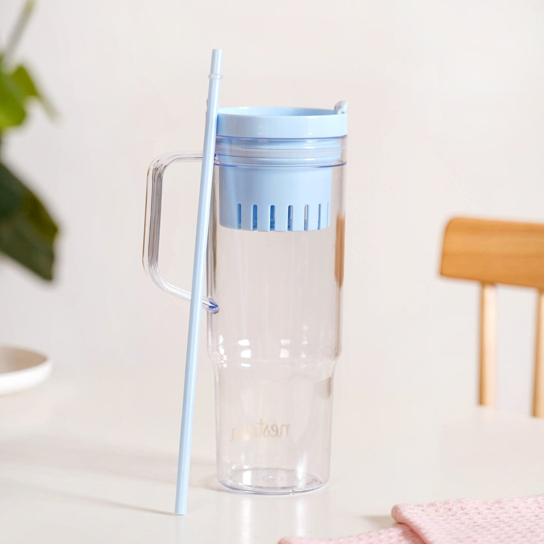 Citrify Transparent Fruit Infuser Water Bottle With Handle Ice Blue 1300ml