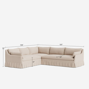 Portola Luxe Depth Pleated Corner Sectional Sofa