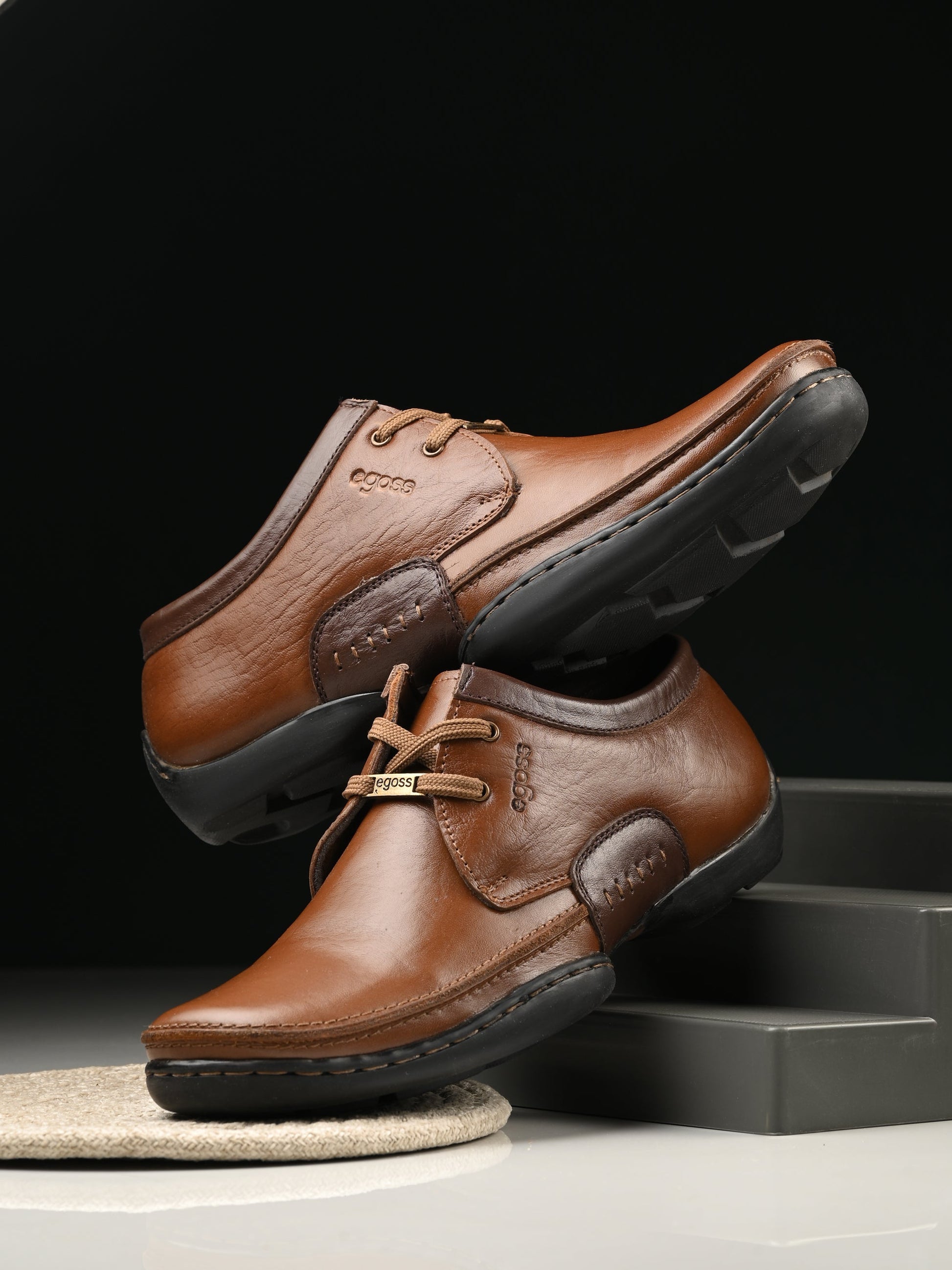 Egoss Casual Derby Lace Up Leather Shoes For Men
