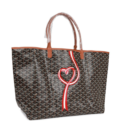 Goyard Goyardine Black Hand-Painted Coeur Ruban St. Louis GM Tote Bag Silver Hardware