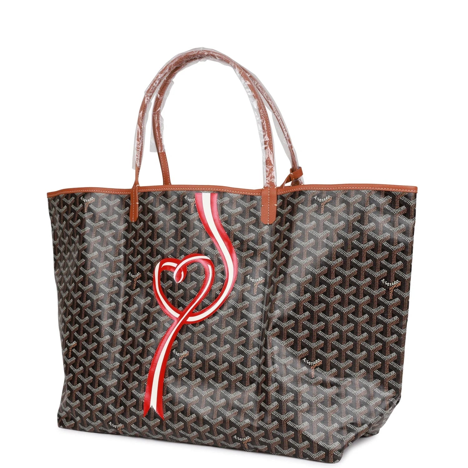 Goyard Goyardine Black Hand-Painted Coeur Ruban St. Louis GM Tote Bag Silver Hardware