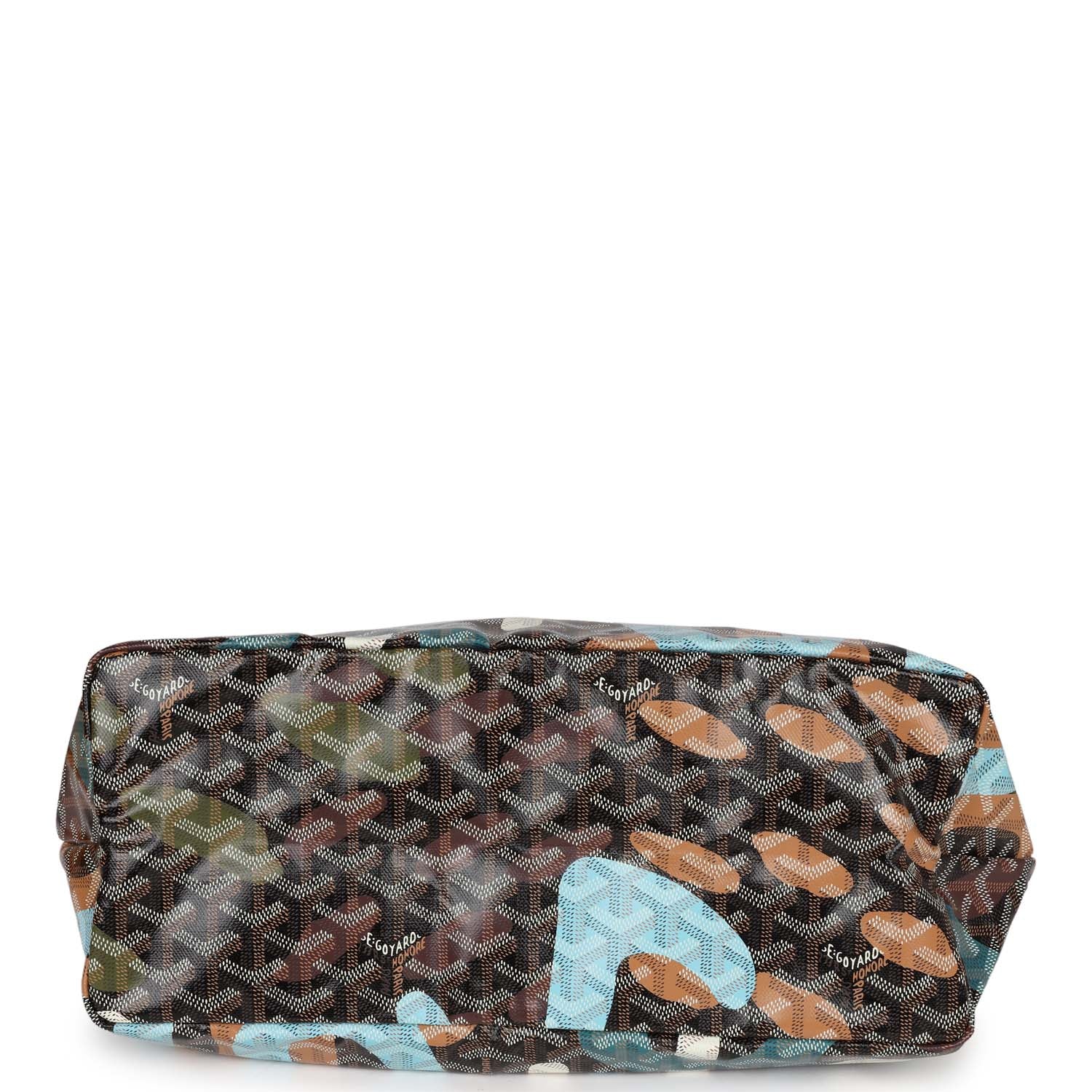 Goyard Limited Edition Black Goyardine Canvas Blue Camou Lettres flage St. Louis PM Tote Bag Palladium Hardware