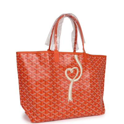 Goyard Goyardine Orange Hand-Painted Coeur Ruban St. Louis PM Tote Bag Palladium Hardware