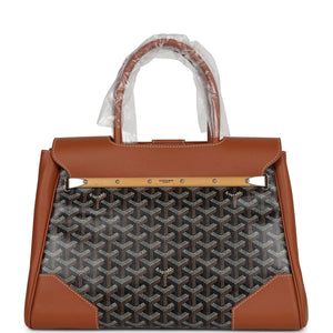 Goyard Saigon Tote Black & Brown Goyardine Canvas Palladium Hardware