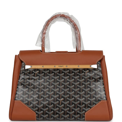 Goyard Saigon Tote Black & Brown Goyardine Canvas Palladium Hardware