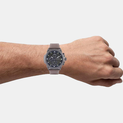 G-Shock Men Quartz Grey Dial Chronograph Leather Watch G1043