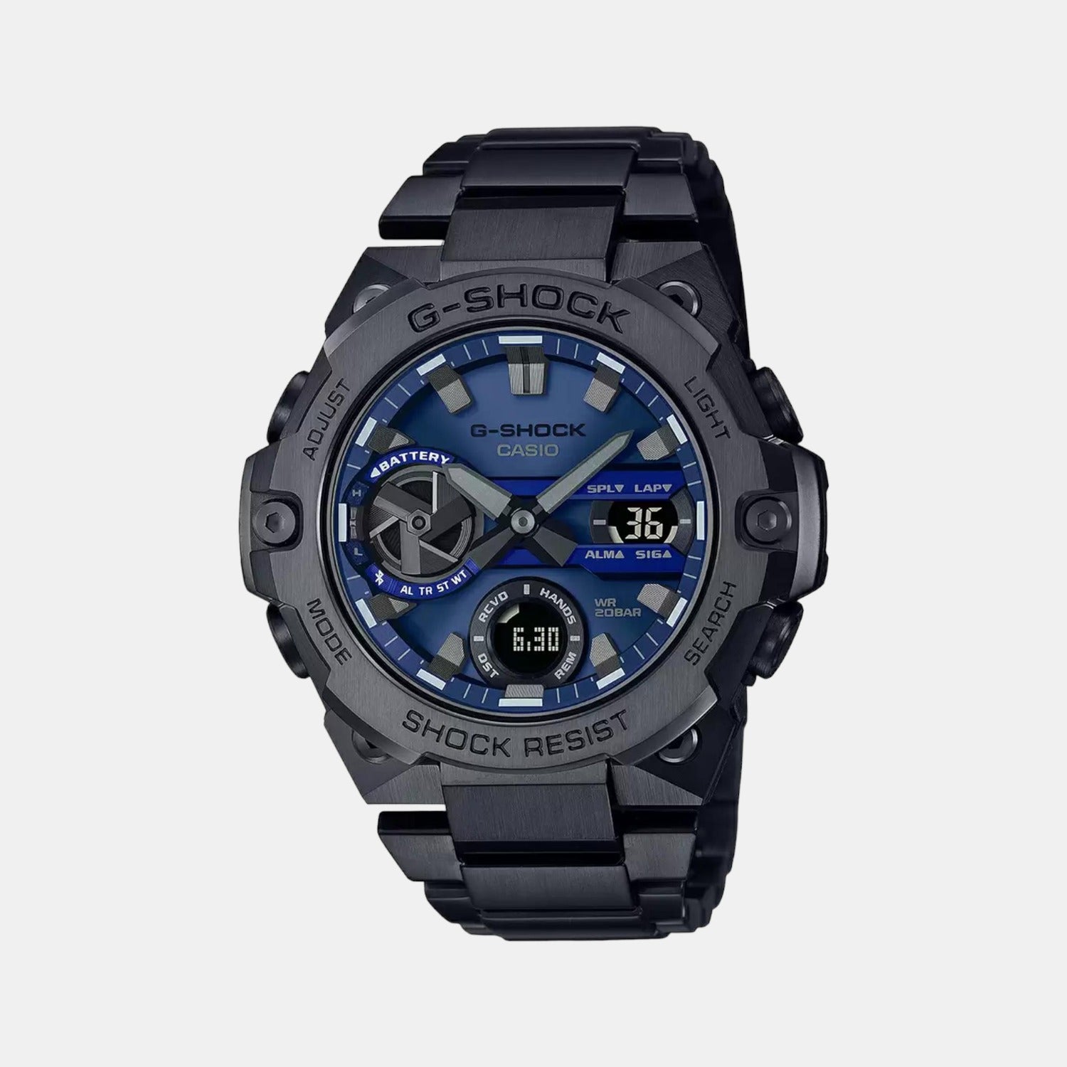 G-Shock Men Quartz Blue Dial Analog-Digital Stainless Steel Watch G1122