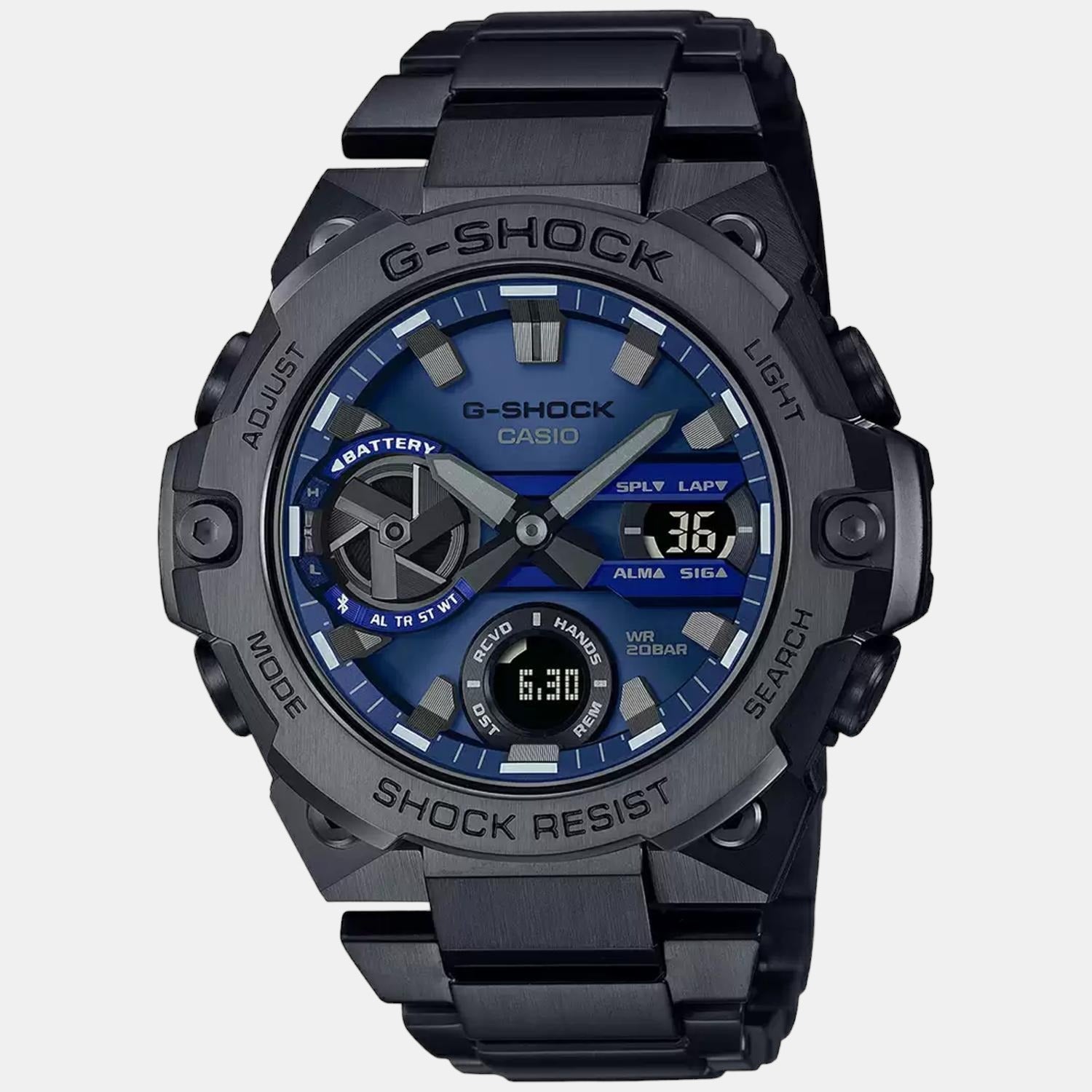 G-Shock Men Quartz Blue Dial Analog-Digital Stainless Steel Watch G1122