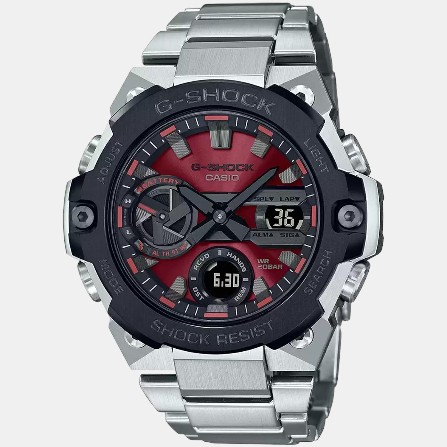 G-Shock Men Quartz Red Dial Analog-Digital Stainless Steel Watch G1123