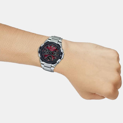 G-Shock Men Quartz Red Dial Analog-Digital Stainless Steel Watch G1123
