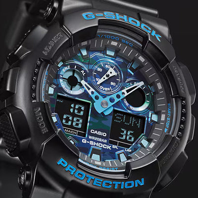 Casio G-Shock GA-100 Series Blue Dial Men 51.2mm G1398 GA-100CB-1A