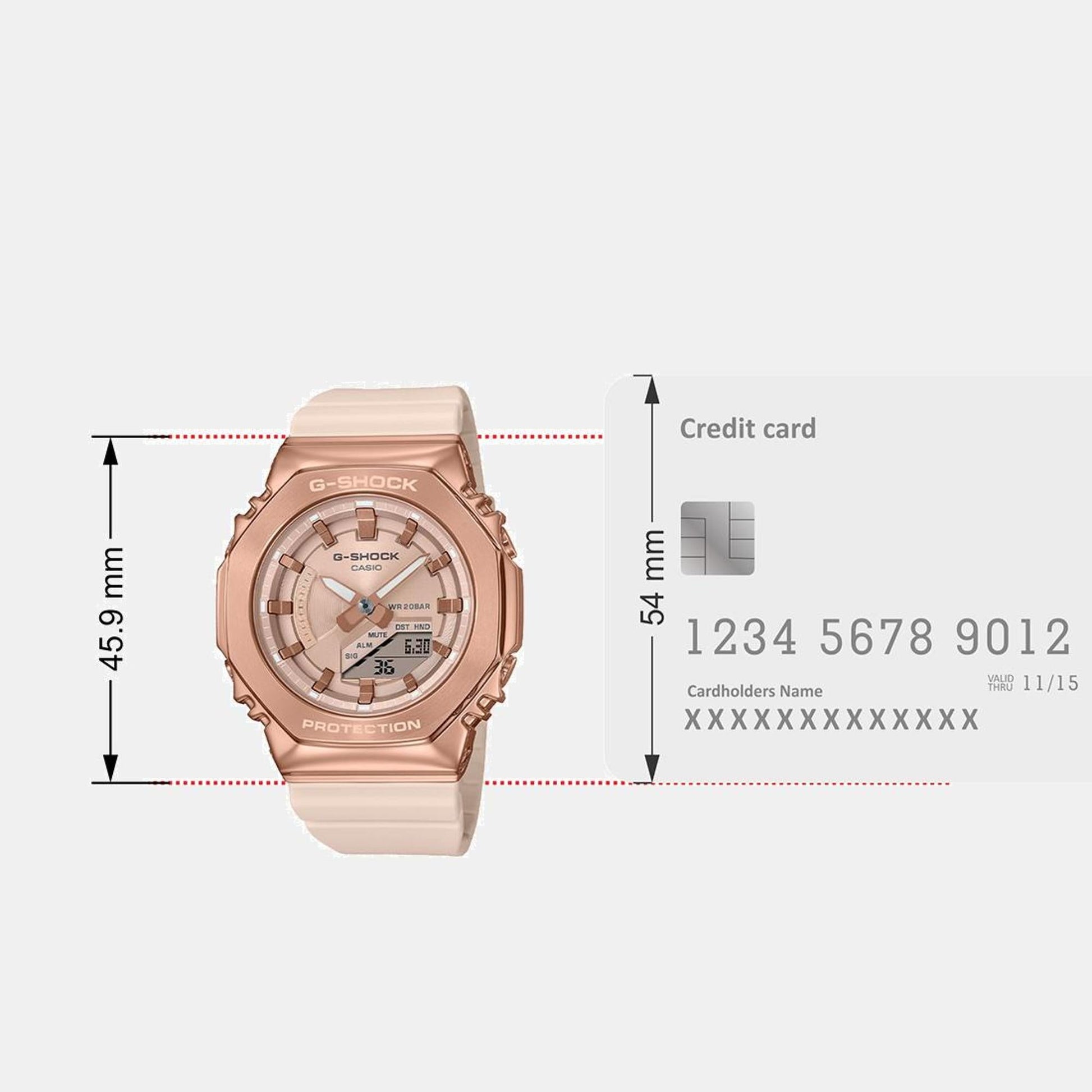 G-Shock Women Quartz Rose Gold Dial Analog-Digital Resin Watch G1463