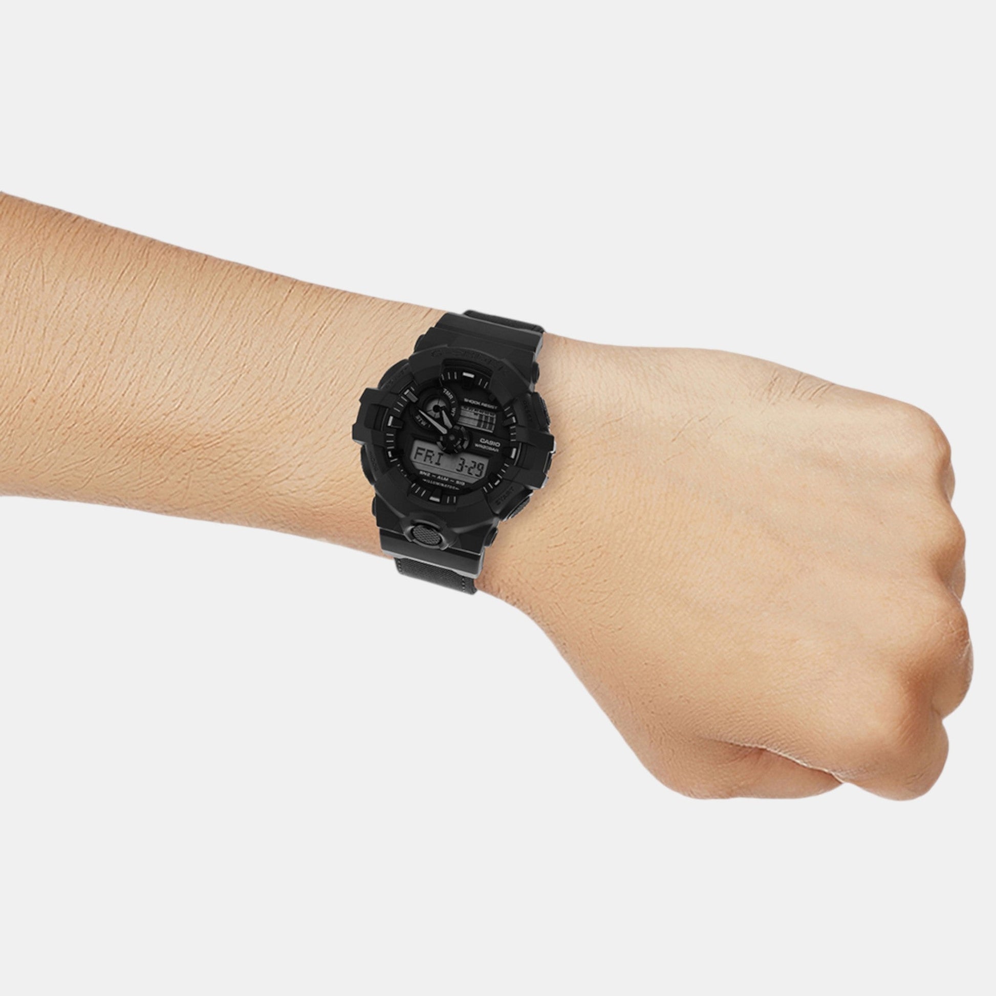 G-Shock Men Quartz Black Dial Analog-Digital Fabric Watch G1525