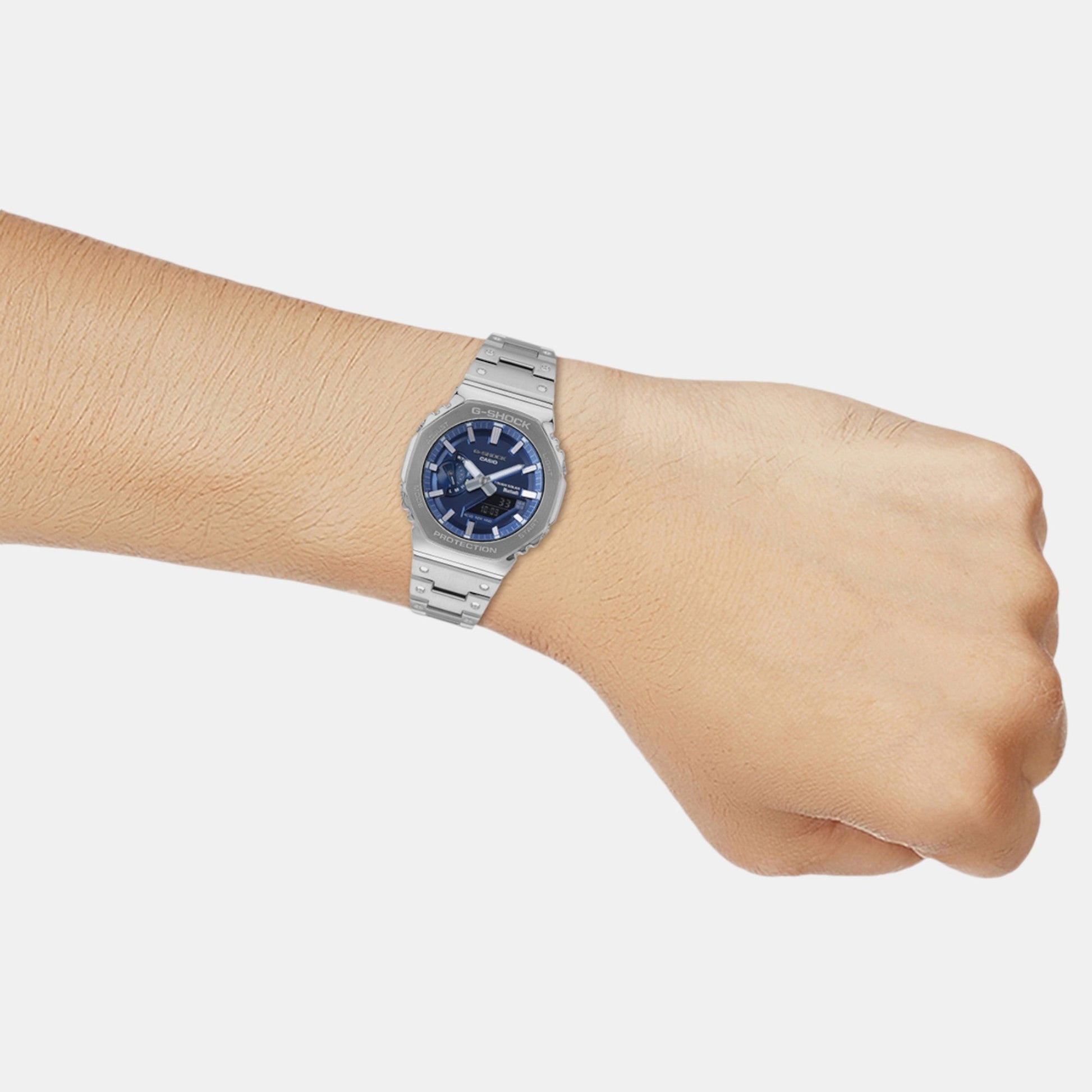 G-Shock Men Quartz Blue Dial Analog-Digital Stainless Steel Watch G1563