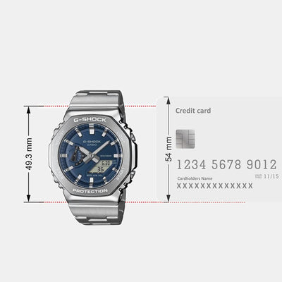 G-Shock Men Quartz Blue Dial Analog-Digital Stainless Steel Watch G1614