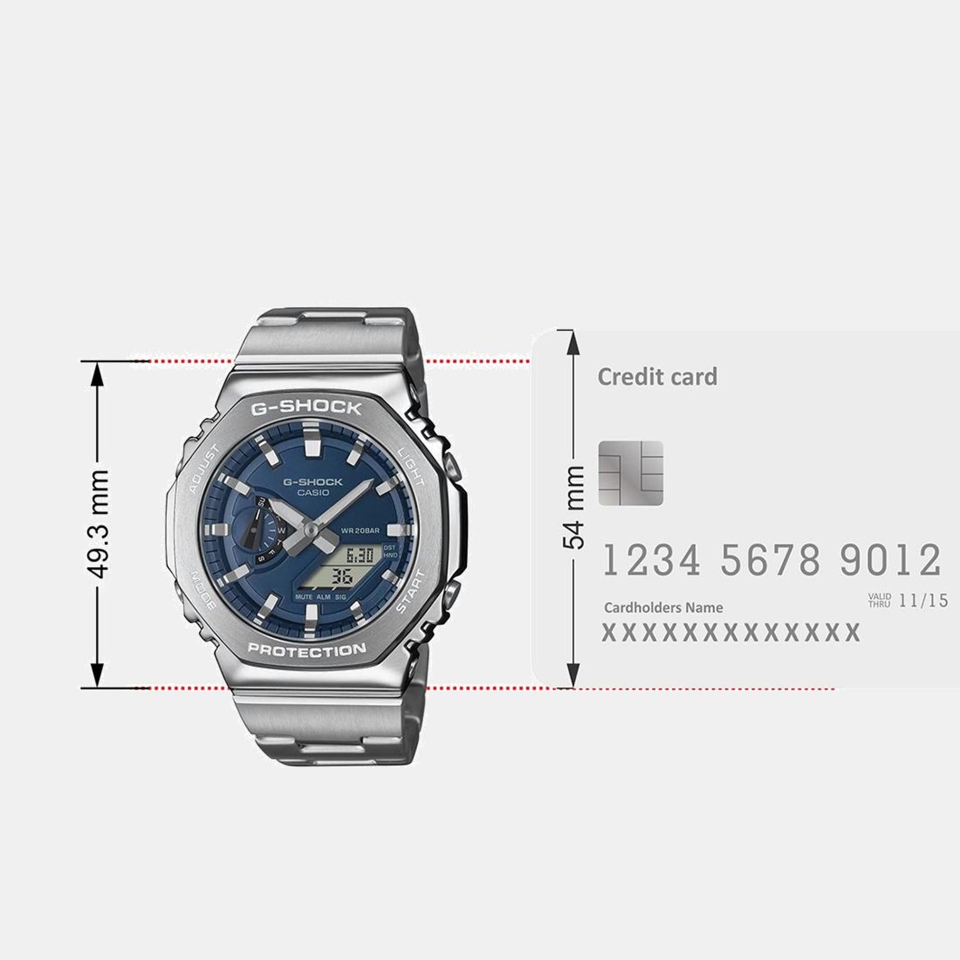 G-Shock Men Quartz Blue Dial Analog-Digital Stainless Steel Watch G1614