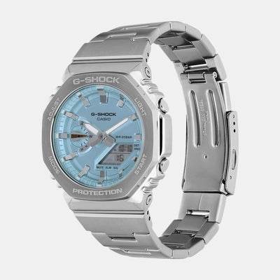 G-Shock Men Quartz Light Blue Dial Analog-Digital Stainless Steel Watch G1613