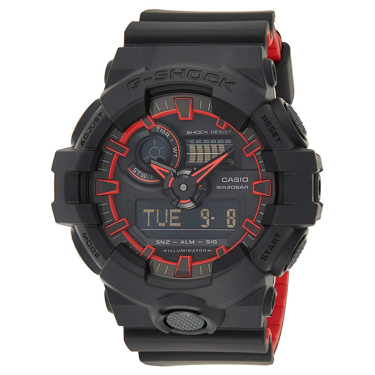 Casio G-Shock Black & Red Dial Men 53.4mm