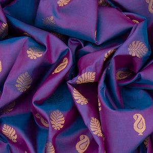 Purple Handwoven Gadwal Silk Saree With Mango Butta & Paithani Border-Purple