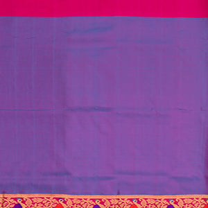 Purple Handwoven Gadwal Silk Saree With Mango Butta & Paithani Border-Purple