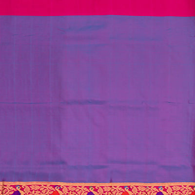 Purple Handwoven Gadwal Silk Saree With Mango Butta & Paithani Border-Purple