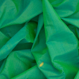 Sea Green Handloom Gadwal Silk Cotton Saree With Cream Border-Sea Green