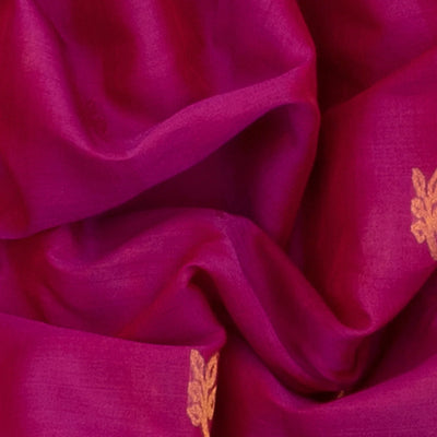 Pink Handloom Gadwal Silk Cotton Saree With Floral Butta & Red Border-Pink