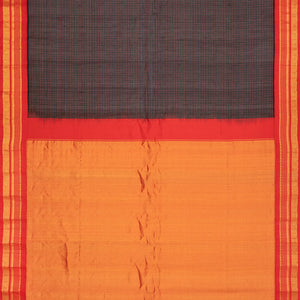 Black Handloom Gadwal SICO Saree With Checks-Black