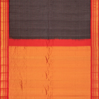 Black Handloom Gadwal SICO Saree With Checks-Black