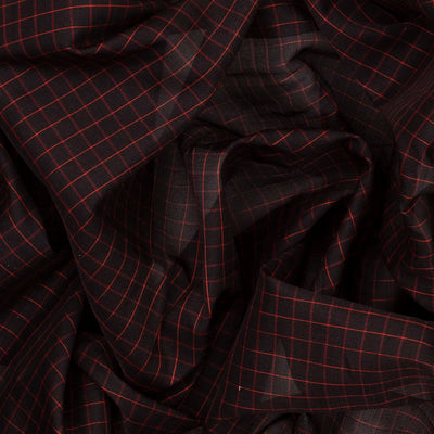 Black Handloom Gadwal SICO Saree With Checks-Black