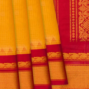 Sandal Handloom Gadwal SICO Saree With Checks & Contrast Border-Sandal