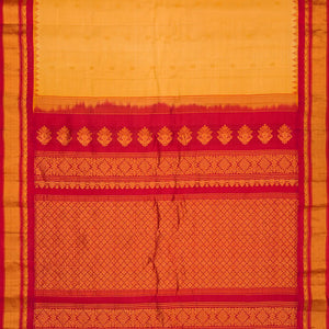 Sandal Handloom Gadwal SICO Saree With Checks & Contrast Border-Sandal