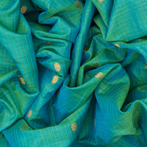 Aquamarine Handloom Gadwal SICO Saree With Chakaram Motifs -Aquamarine