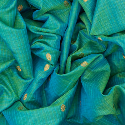 Aquamarine Handloom Gadwal SICO Saree With Chakaram Motifs -Aquamarine