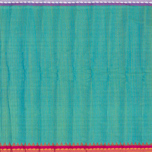 Aquamarine Handloom Gadwal SICO Saree With Chakaram Motifs -Aquamarine