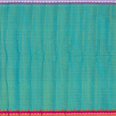 Aquamarine Handloom Gadwal SICO Saree With Chakaram Motifs -Aquamarine