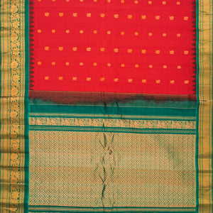 Red Handloom Gadwal SICO Saree With Annam Motifs -Red