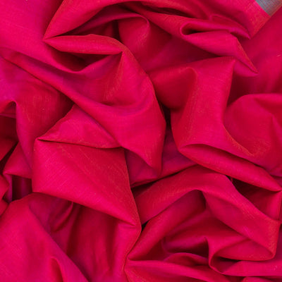 Hot Pink Handloom Gadwal Cotton Saree With Contrast Border-Hot Pink