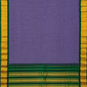 Lavender Handloom Gadwal Cotton Saree With Checks & Contrast Border-Lavander