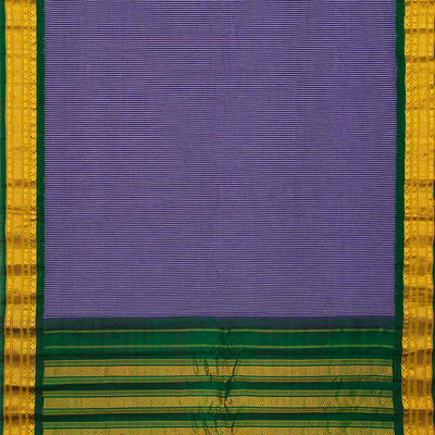 Lavender Handloom Gadwal Cotton Saree With Checks & Contrast Border-Lavander