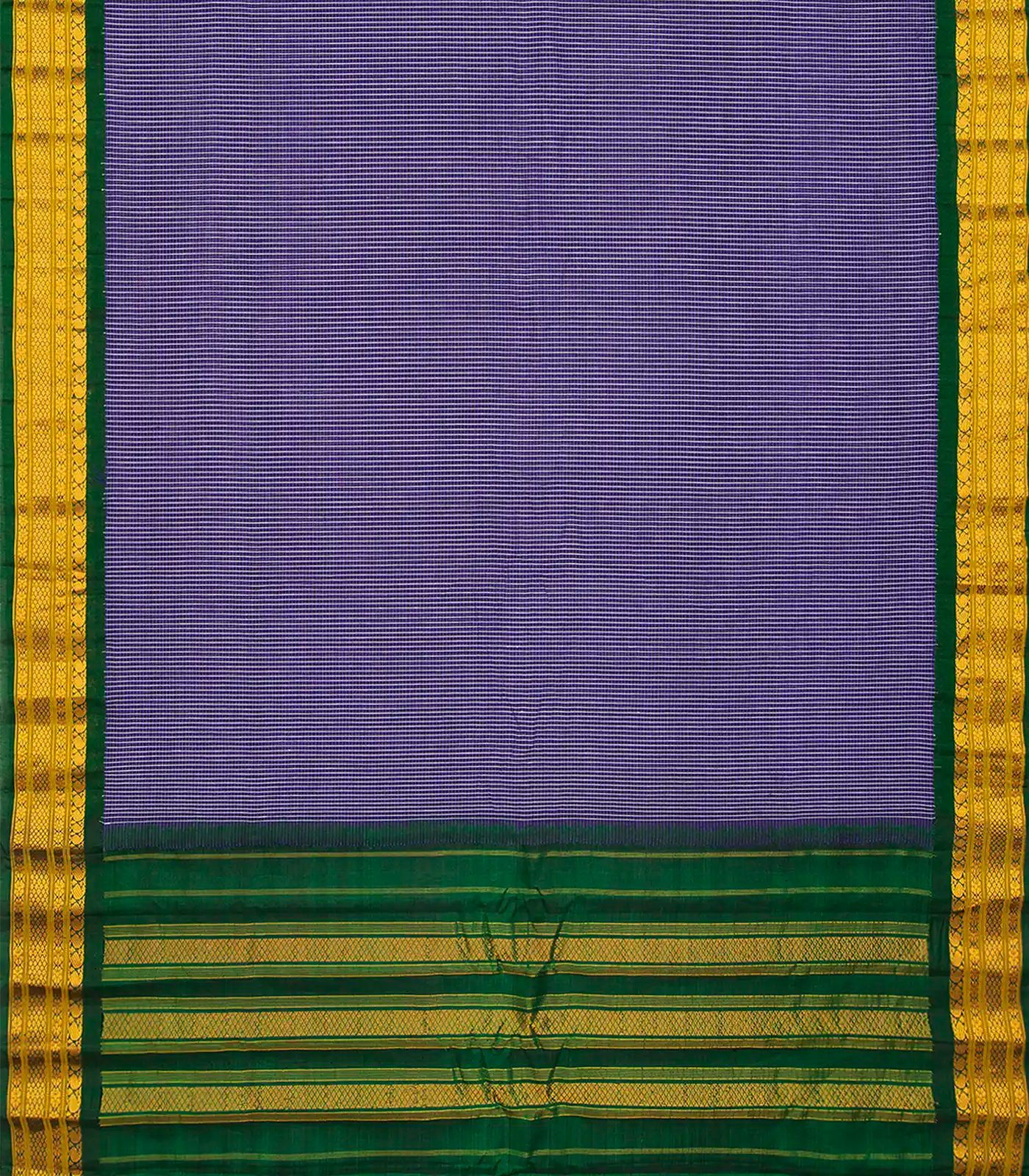 Lavender Handloom Gadwal Cotton Saree With Checks & Contrast Border-Lavander