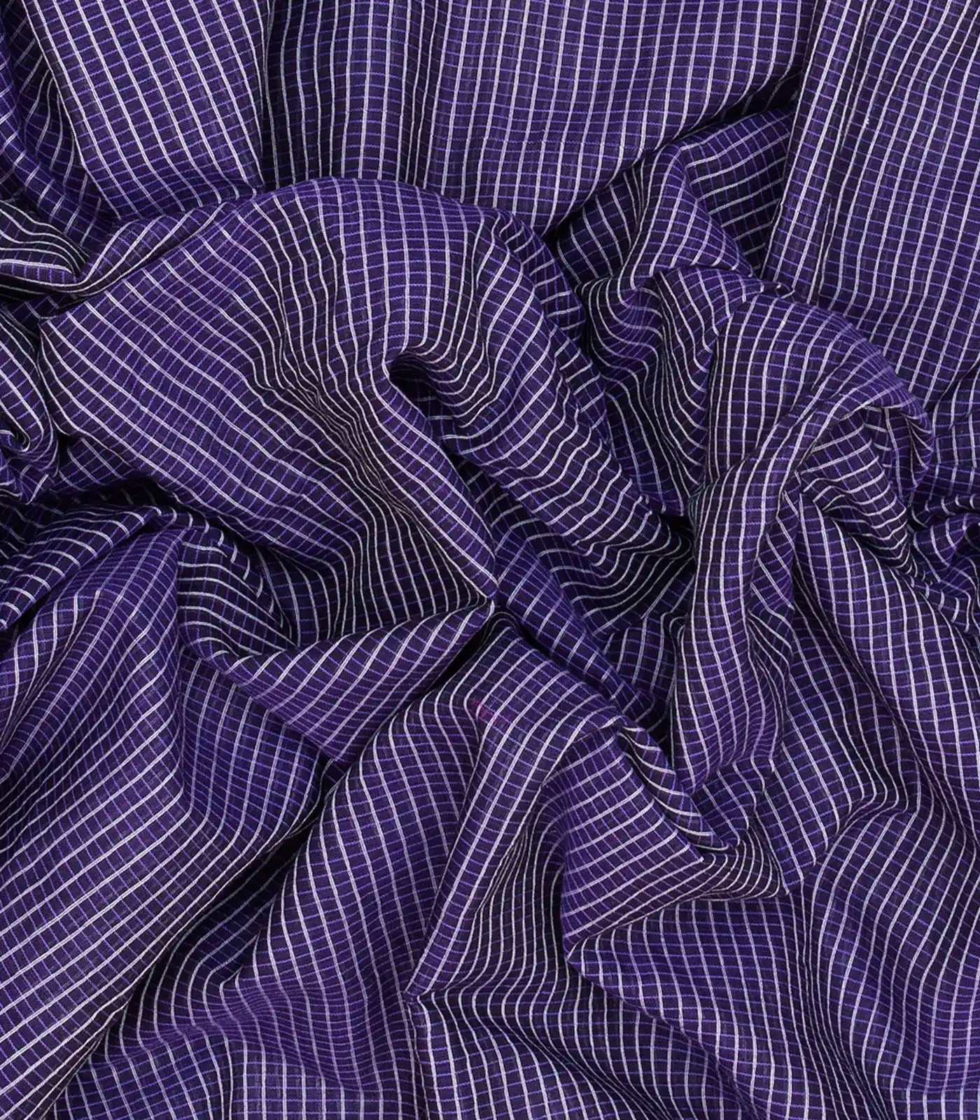 Lavender Handloom Gadwal Cotton Saree With Checks & Contrast Border-Lavander