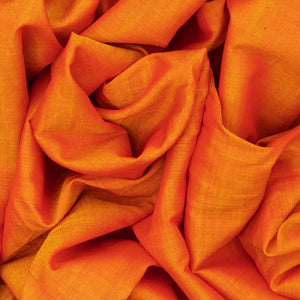 Orange Handloom Gadwal Cotton Saree With Flower Bud Motifs-Orange