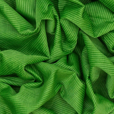 Light Green Handloom Gadwal Cotton Saree With Stripes -Light Green