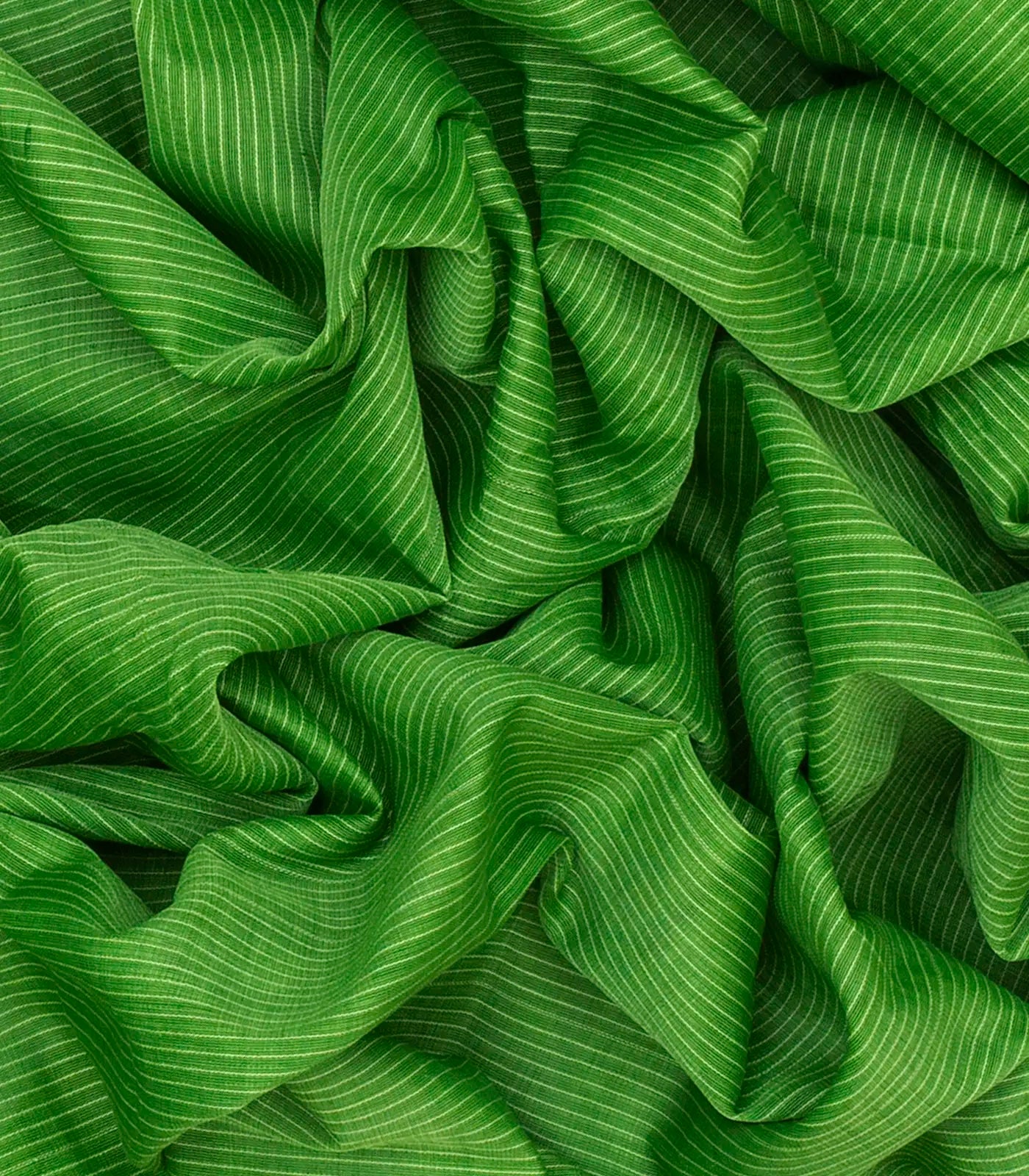 Light Green Handloom Gadwal Cotton Saree With Stripes -Light Green